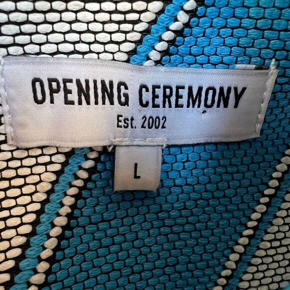 Opening Ceremony Fit & Flare Sleeveless Mini Dress Blue White Pattern women’s L - Picture 5 of 15